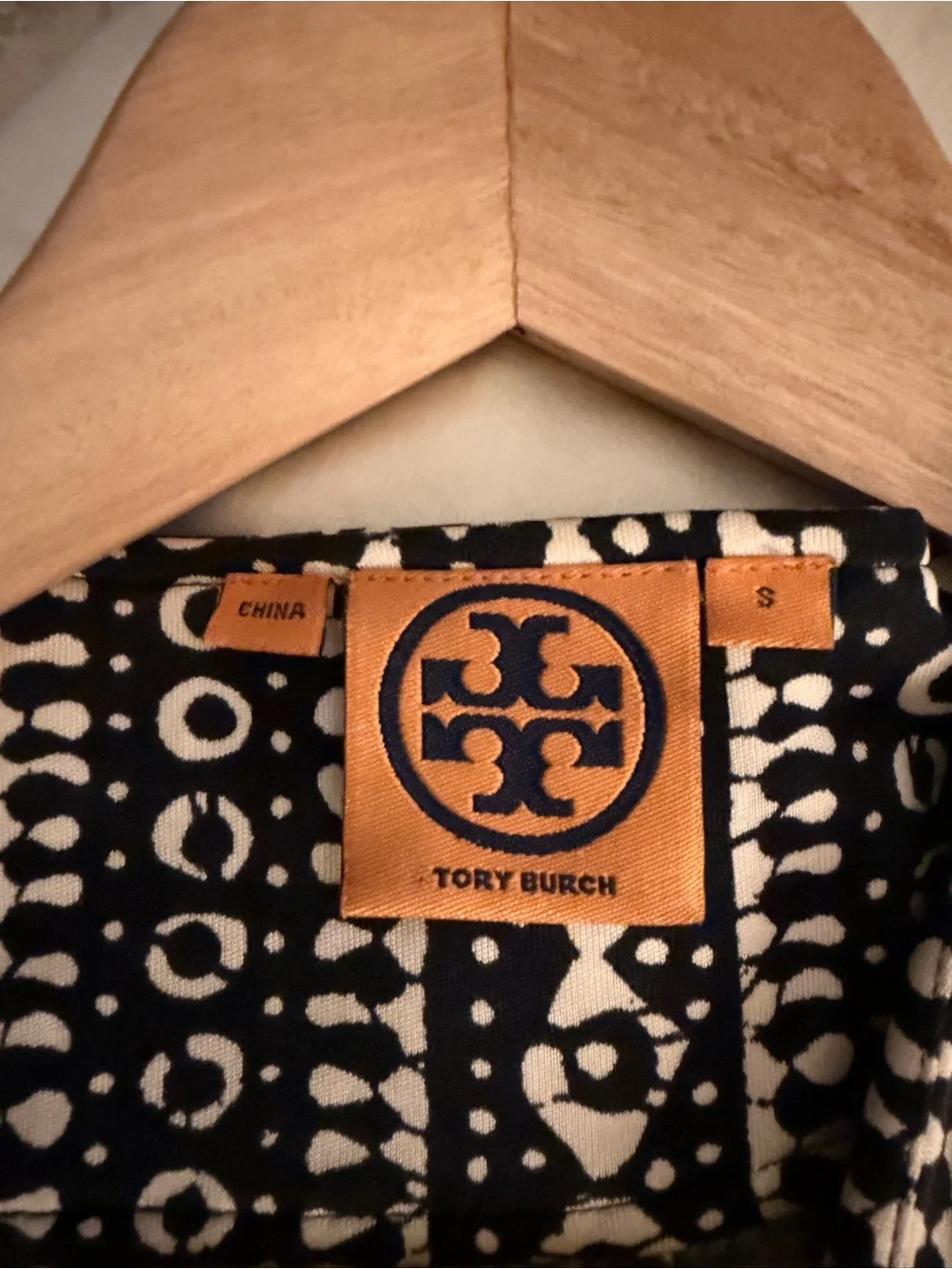 Tory Burch Navy and White Printed Sleeveless Wrap Dress